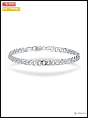 S925 Sterling Silver Cuban Link & Rope Chain Bracelet Set, Men's Women's,